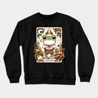 Capricorn Zodiac Cottagecore Frog Tarot Card Birthday Crewneck Sweatshirt